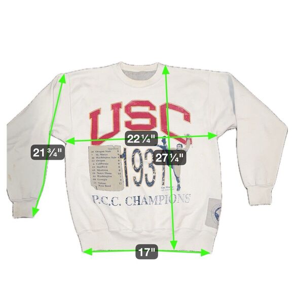 USC TROJANS RARE VINTAGE SWEATSHIRT L 1931 PCC CHAMPION GUS SHAVER - Picture 2 of 9